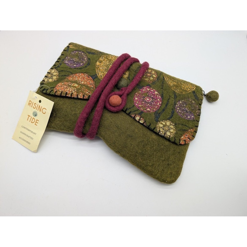 Rising Tide Hand Made Wool Felt Clutch Bag Tablet Case Forest Fairy Boho Goblin